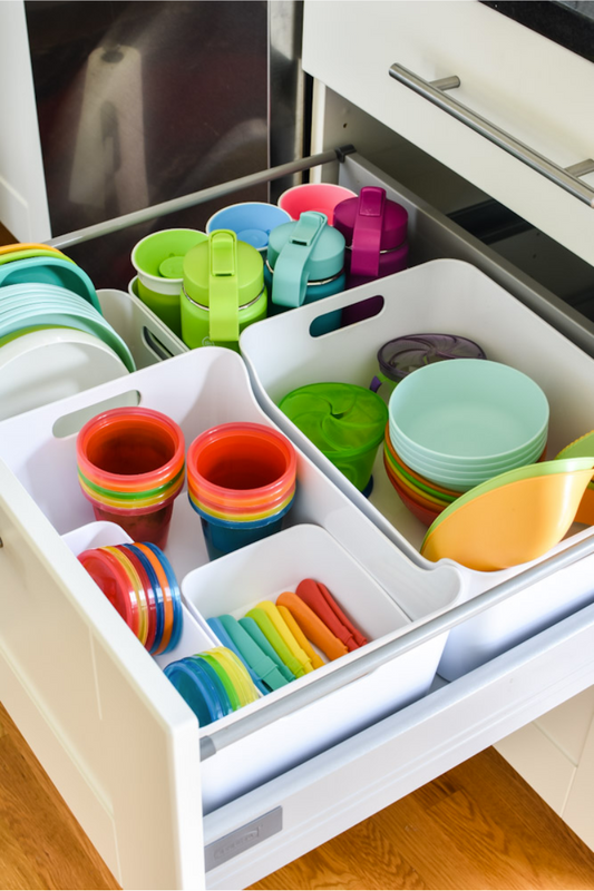 kitchen organization, kid organization, plates